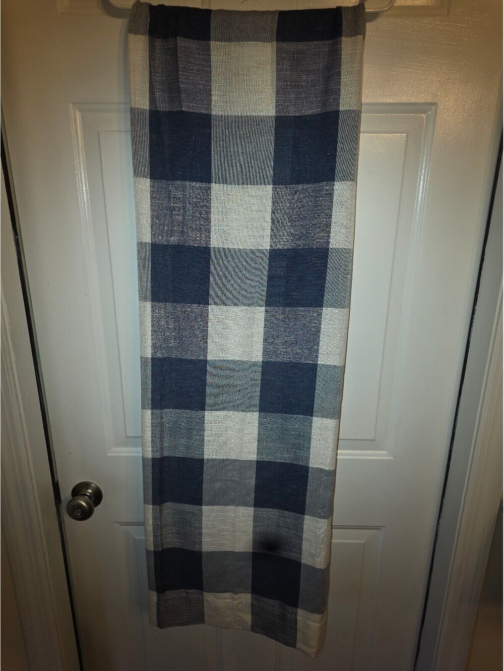 Better Homes & Gardens Buffalo Plaid Indigo Linen-Blend Curtain Panel 50x84"